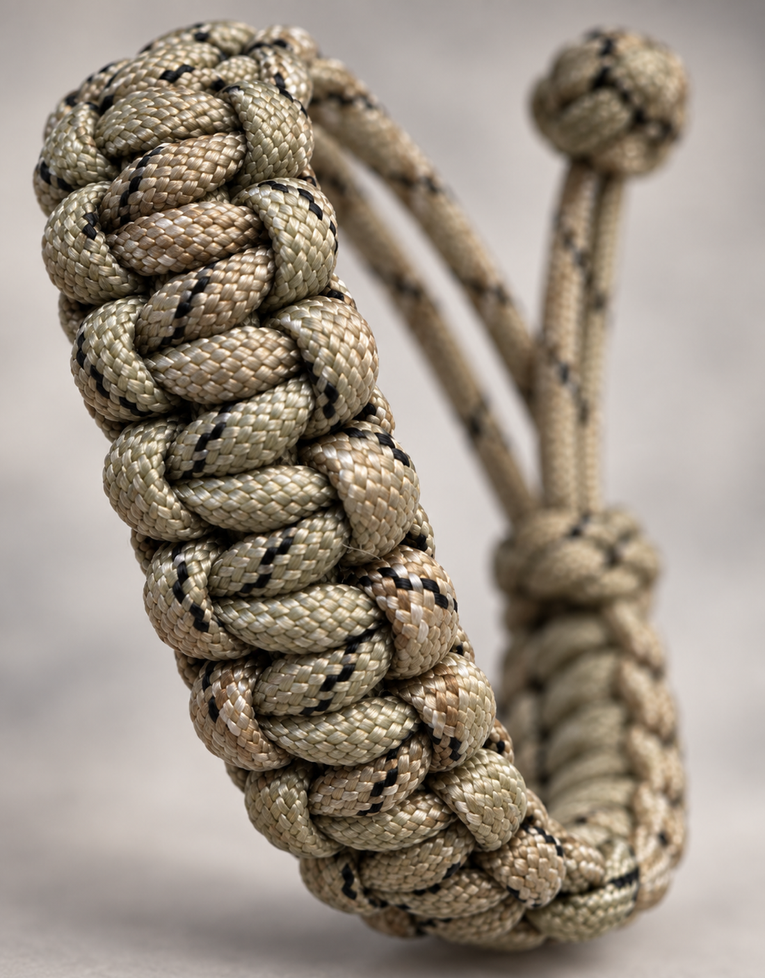 Close-up of clean paracord weave after washing