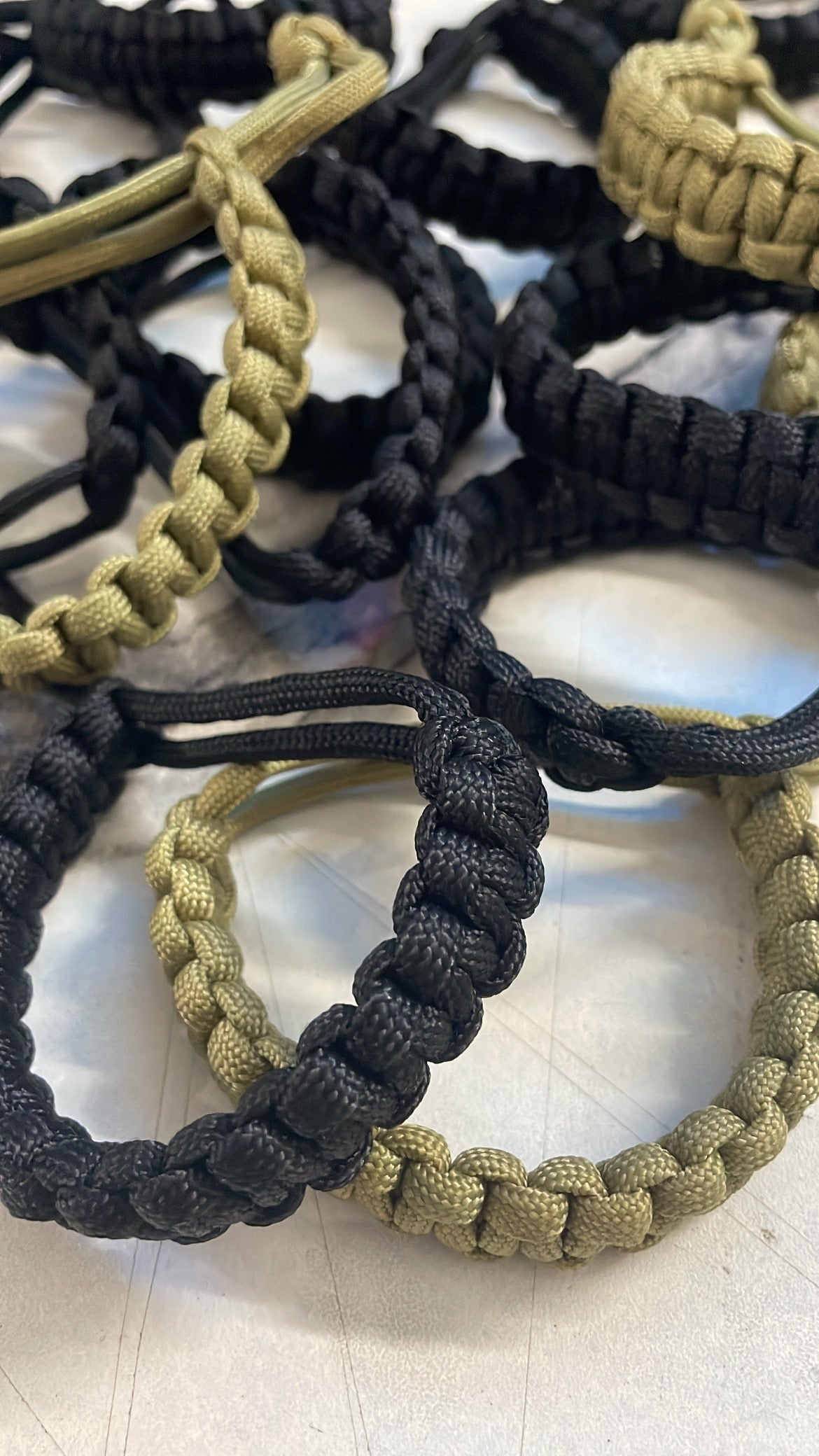 Raw 550 paracord spools before knotting