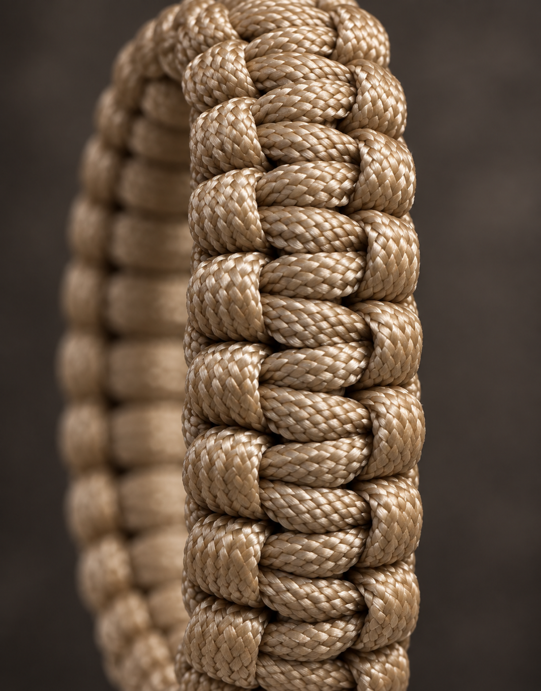 Close-up of the cobra knot weave in paracord