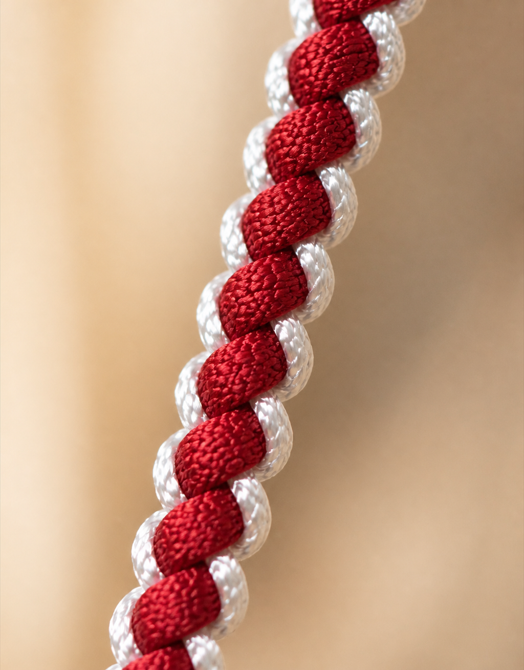 Close-up of the Anaar red and white twisted cord