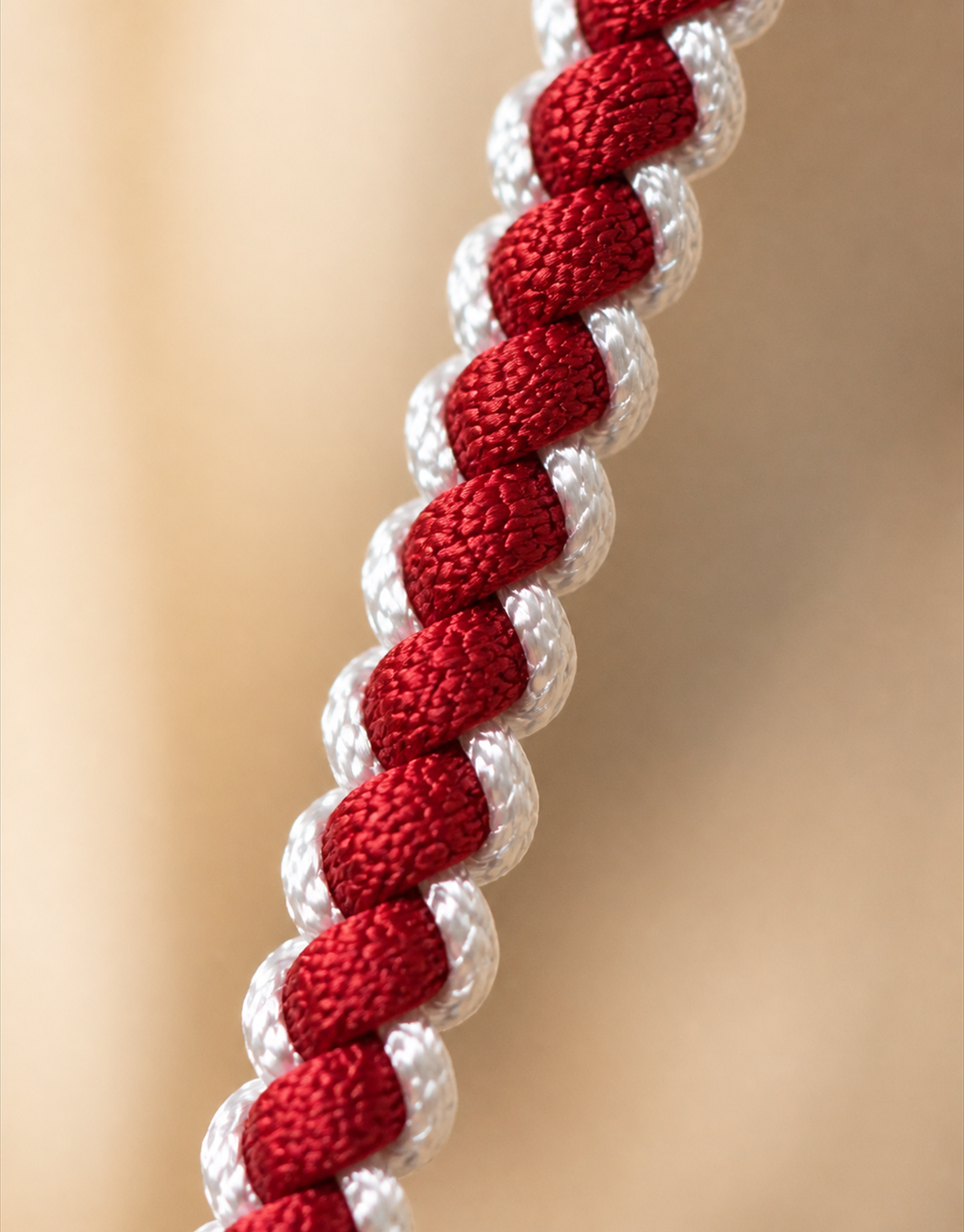 Close-up of the Anaar red and white twisted cord