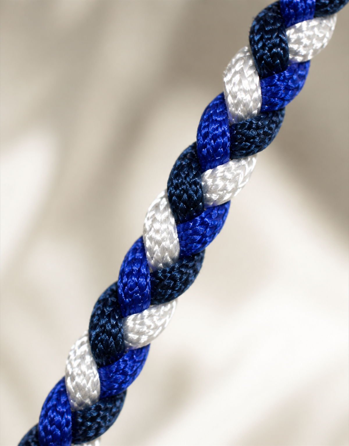 Macro of the blue, white and black twist on the Sadeem bracelet