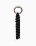 Saf black paracord keychain with box weave and stainless steel ring, handmade by Giraa, Pakistan