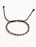 Zari black, gold and cream macrame bracelet, handmade by Giraa in Pakistan