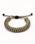 Ramad sand and black speckled spiral paracord bracelet for men, handmade by Giraa in Pakistan