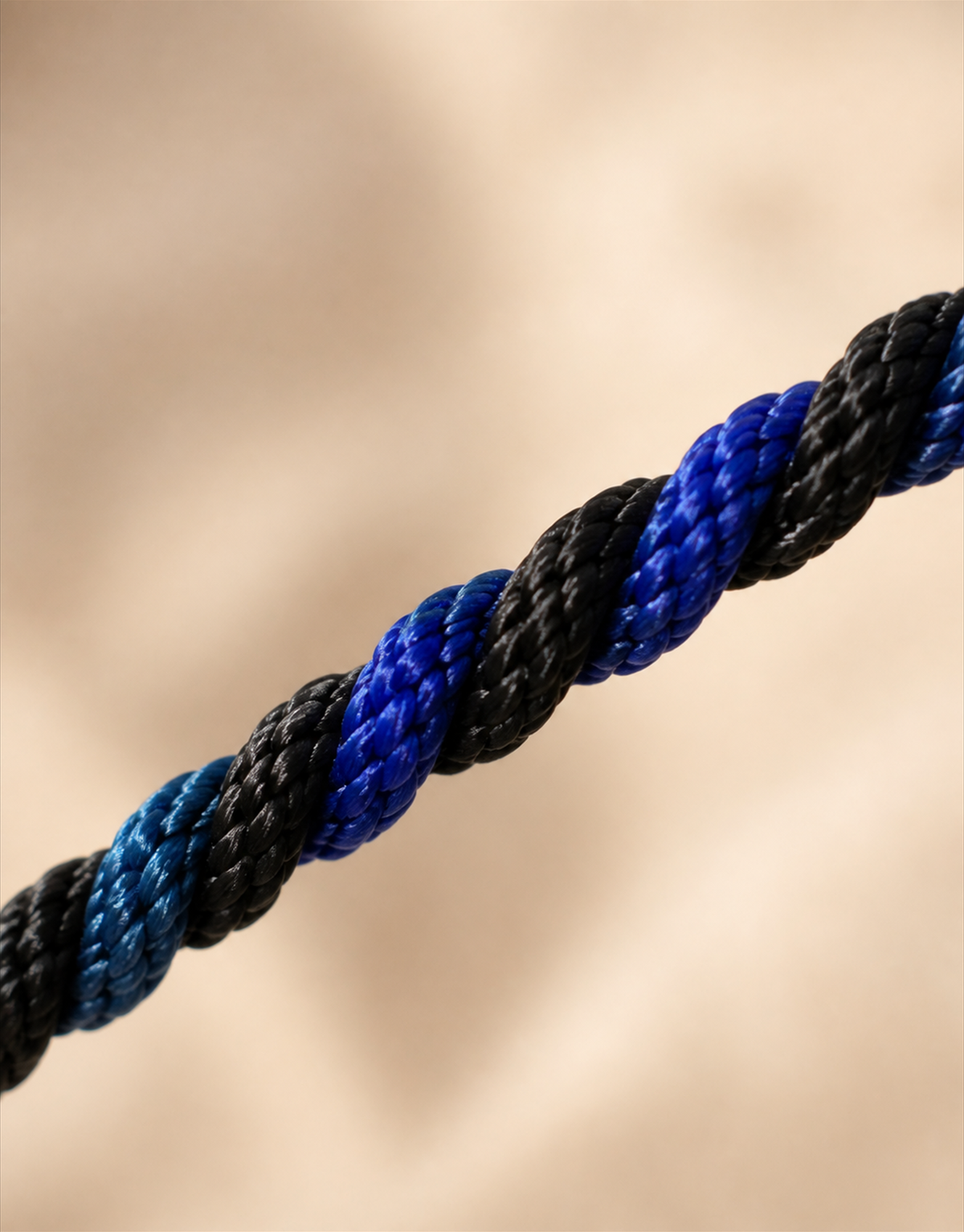 Macro of the blue and black twist on the Neelam macrame bracelet