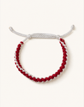 Anaar red and white twist macrame bracelet, handmade by Giraa in Pakistan