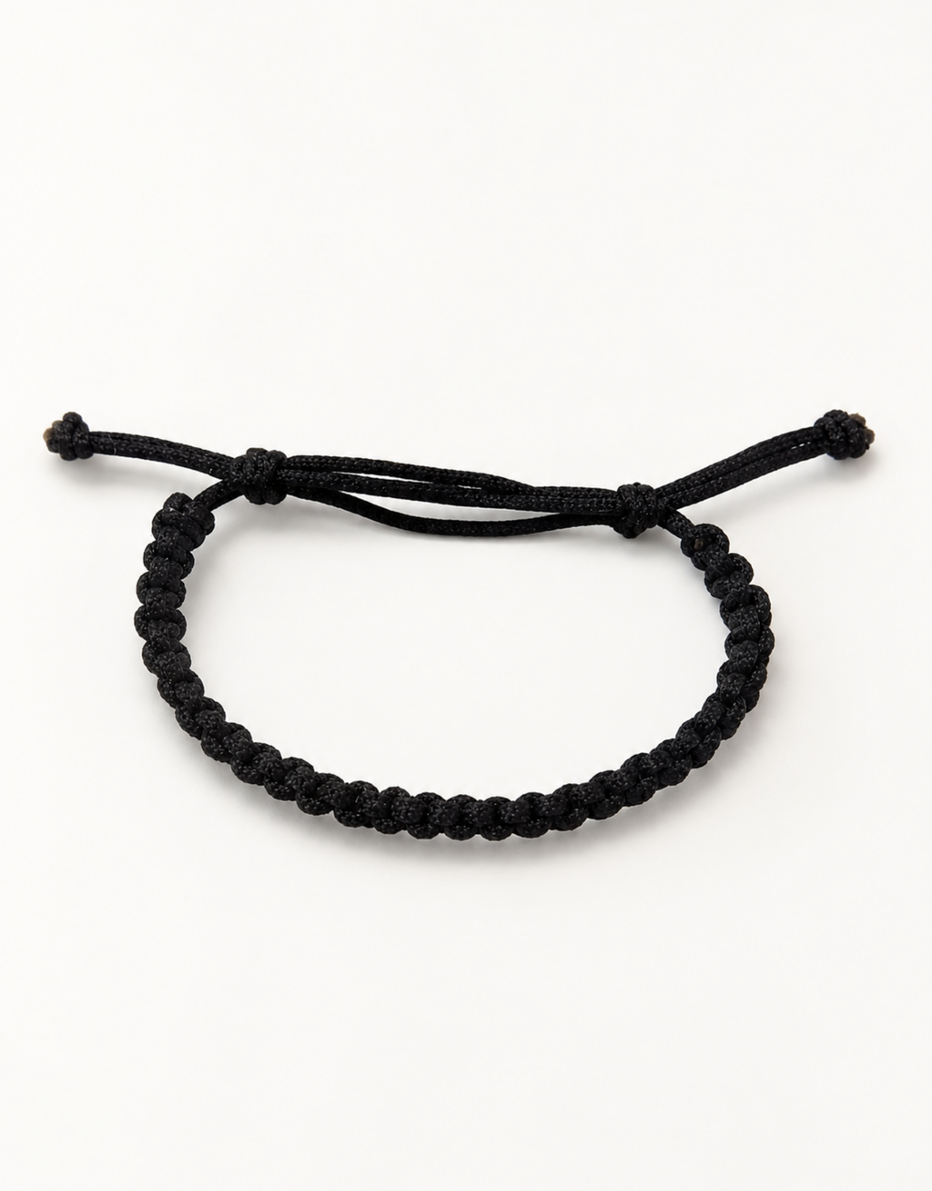 Khayt slim black macrame bracelet for men and women, handmade by Giraa in Pakistan