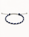 Sadeem blue, white and black twist macrame bracelet, handmade by Giraa in Pakistan