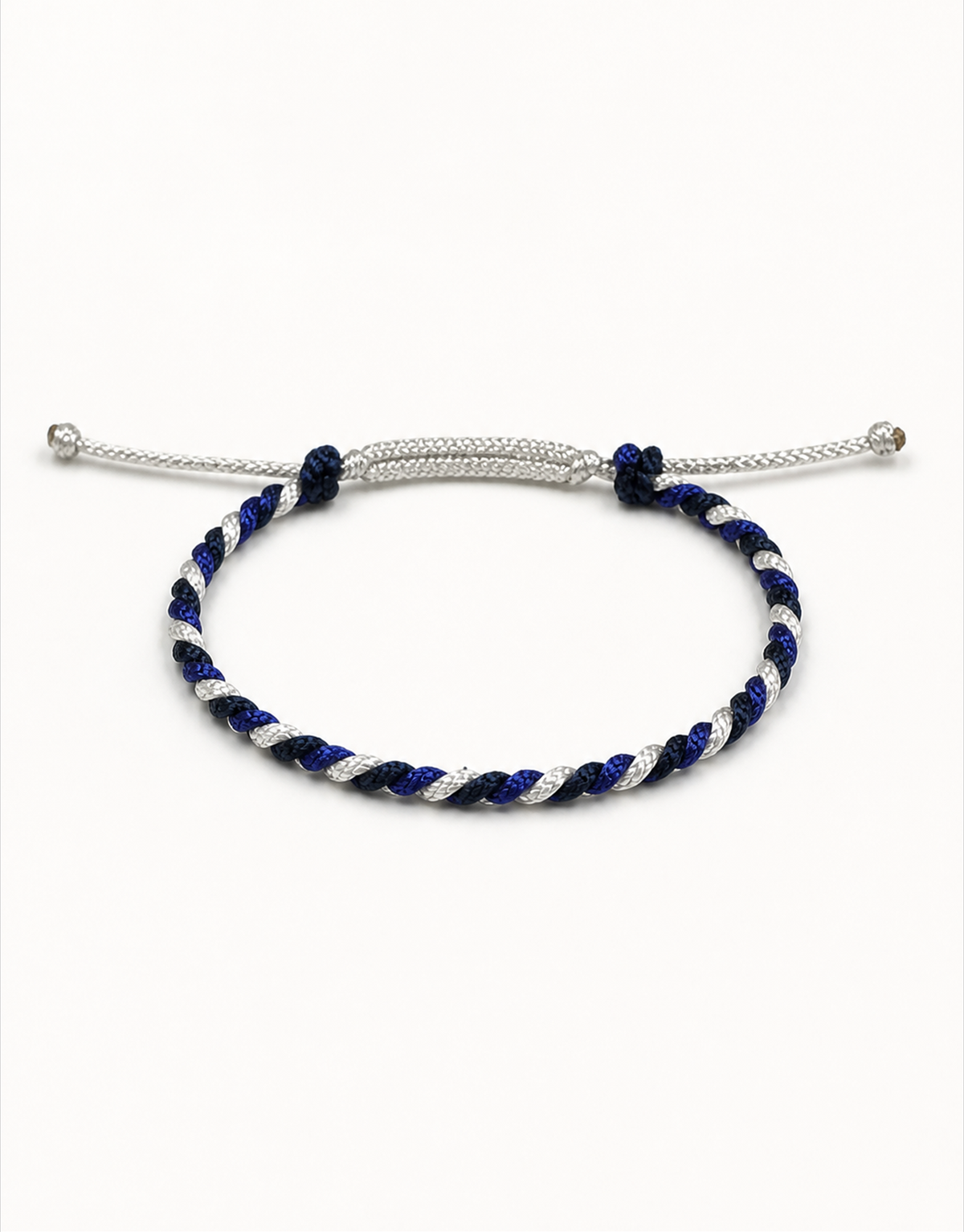 Sadeem blue, white and black twist macrame bracelet, handmade by Giraa in Pakistan