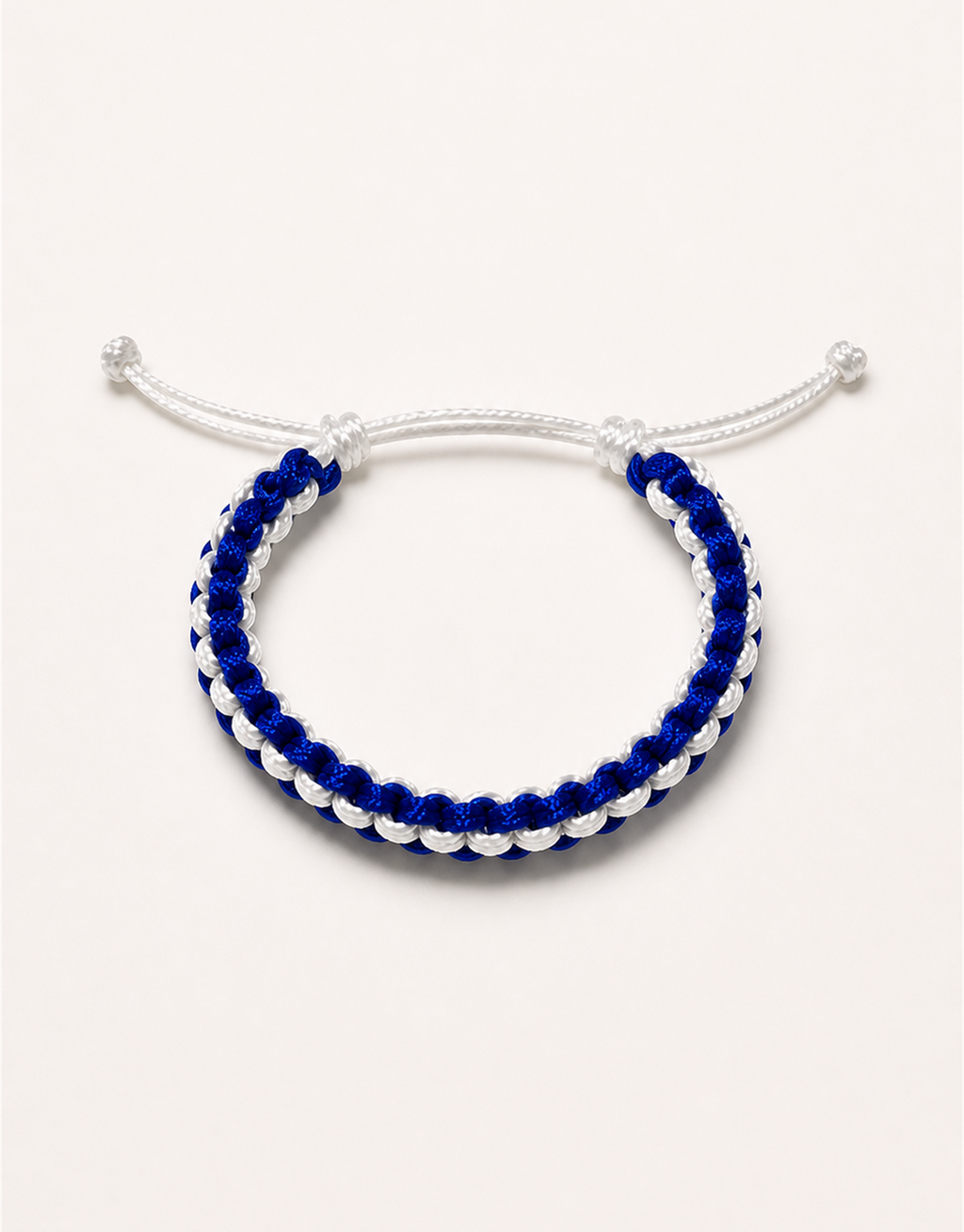Samawi blue and white macrame bracelet, handmade by Giraa in Pakistan