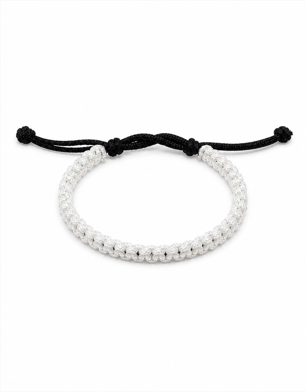 Qamar white and black macrame bracelet, handmade by Giraa in Pakistan