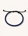 Neelam blue and black twist macrame bracelet, handmade by Giraa in Pakistan