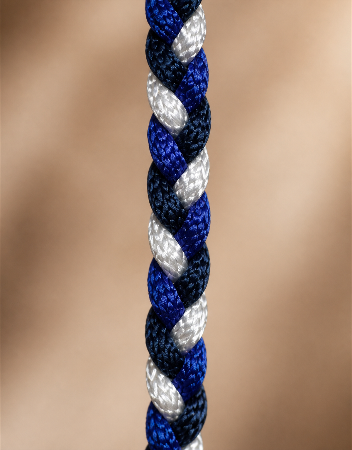 Close-up of the Sadeem twisted blue and white cord