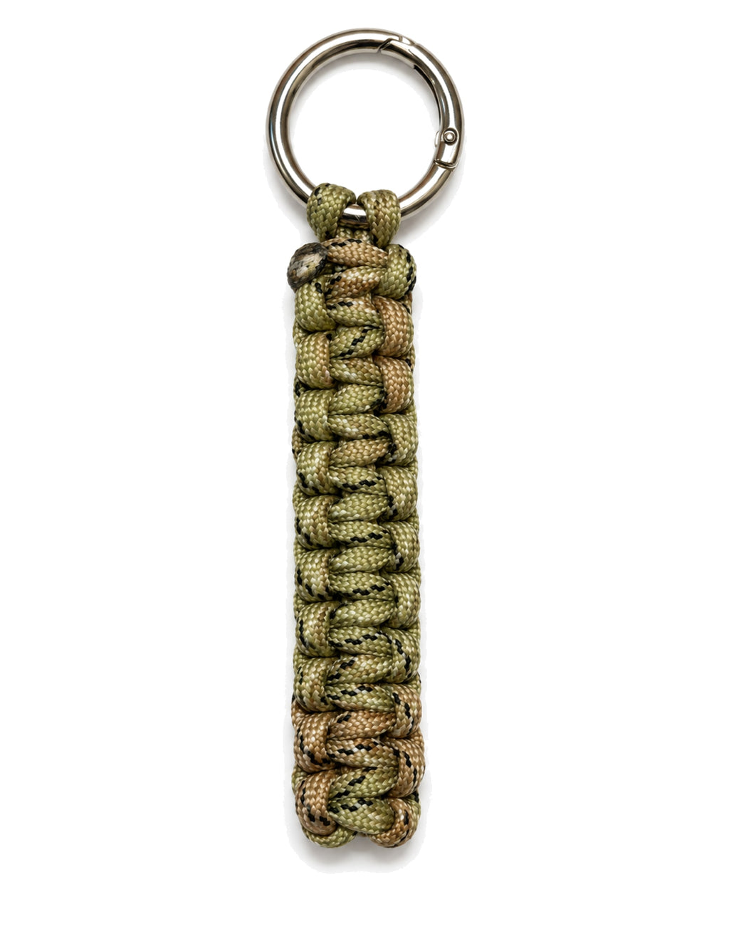 Naag camo cobra weave paracord keychain with steel ring, handmade by Giraa, Pakistan
