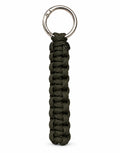 Naag dark green cobra weave paracord keychain with steel ring, handmade by Giraa, Pakistan