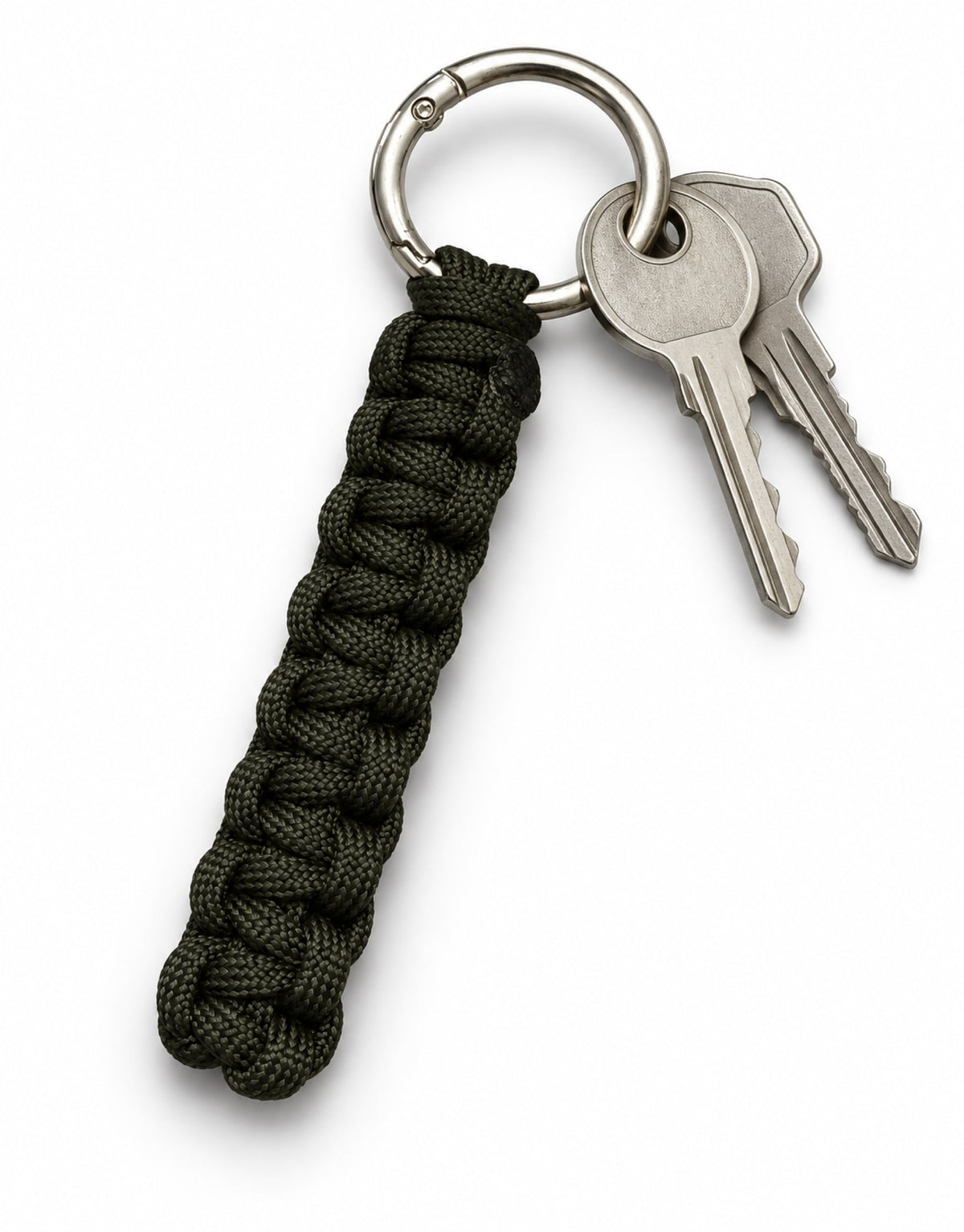 Naag dark green cobra paracord keychain with house keys