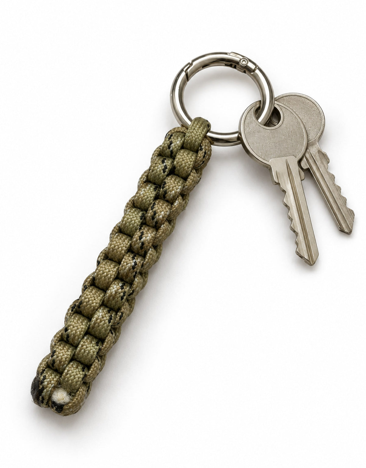 Saf camo box weave paracord keychain with house keys