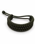Zirah dark green triple paracord bracelet with adjustable sliding knot, handmade by Giraa, Pakistan