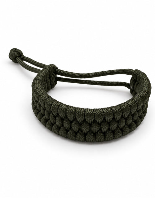 Zirah dark green triple paracord bracelet with adjustable sliding knot, handmade by Giraa, Pakistan